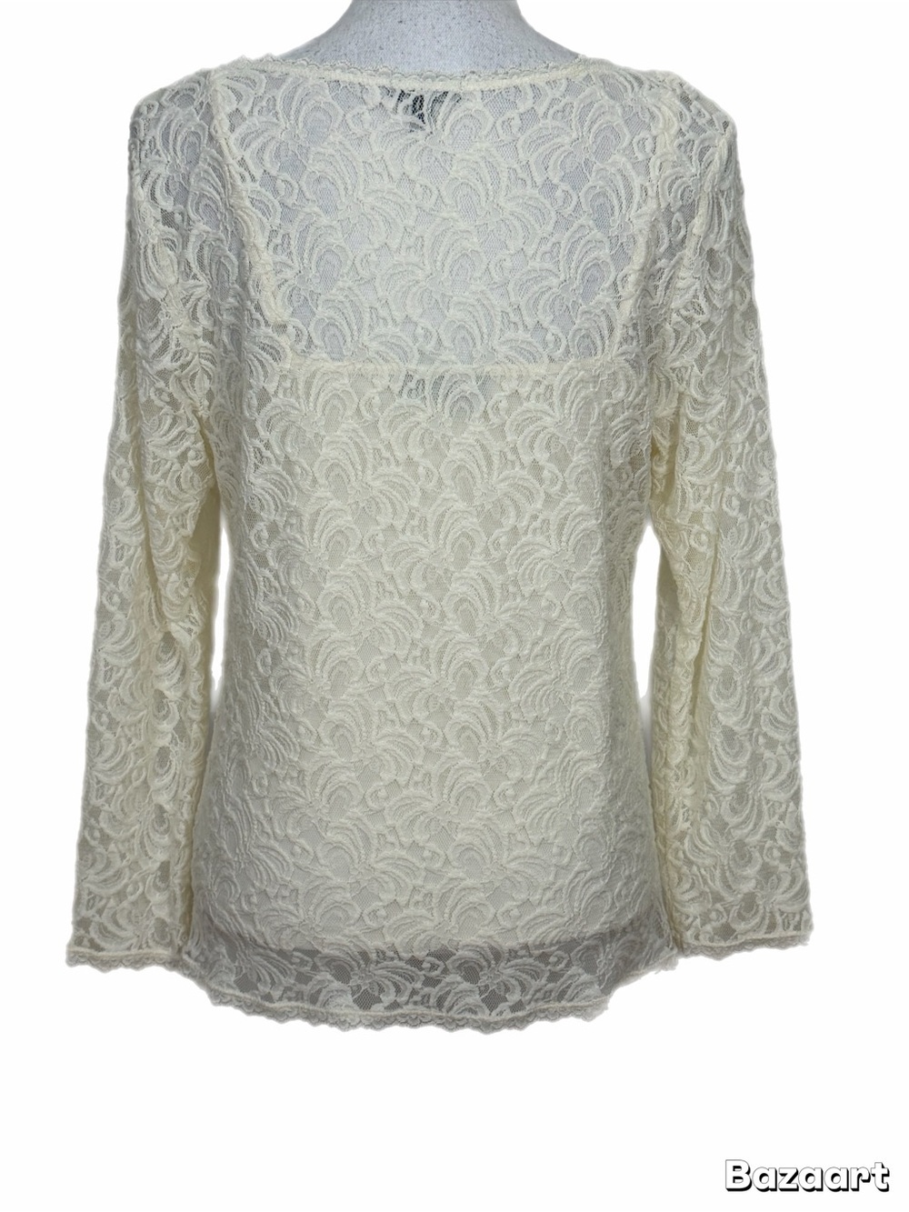 APT. 9 Petite Large 2-Piece Ivory Floral Lace Long Sleeve Top Cami Set - Picture 4 of 7